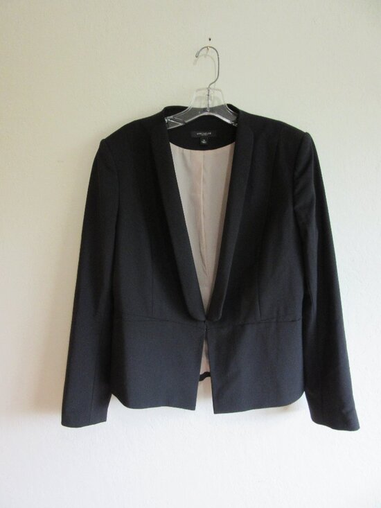 Ann Taylor Jackets & Blazers - ANN TAYLOR Black 12 Evening Business Executive Long Sleeve Collarless Blazer